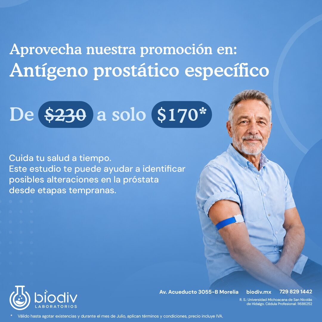 Promoción antígeno prostático específico Julio 2026 Laboratorio Clínico Biodiv