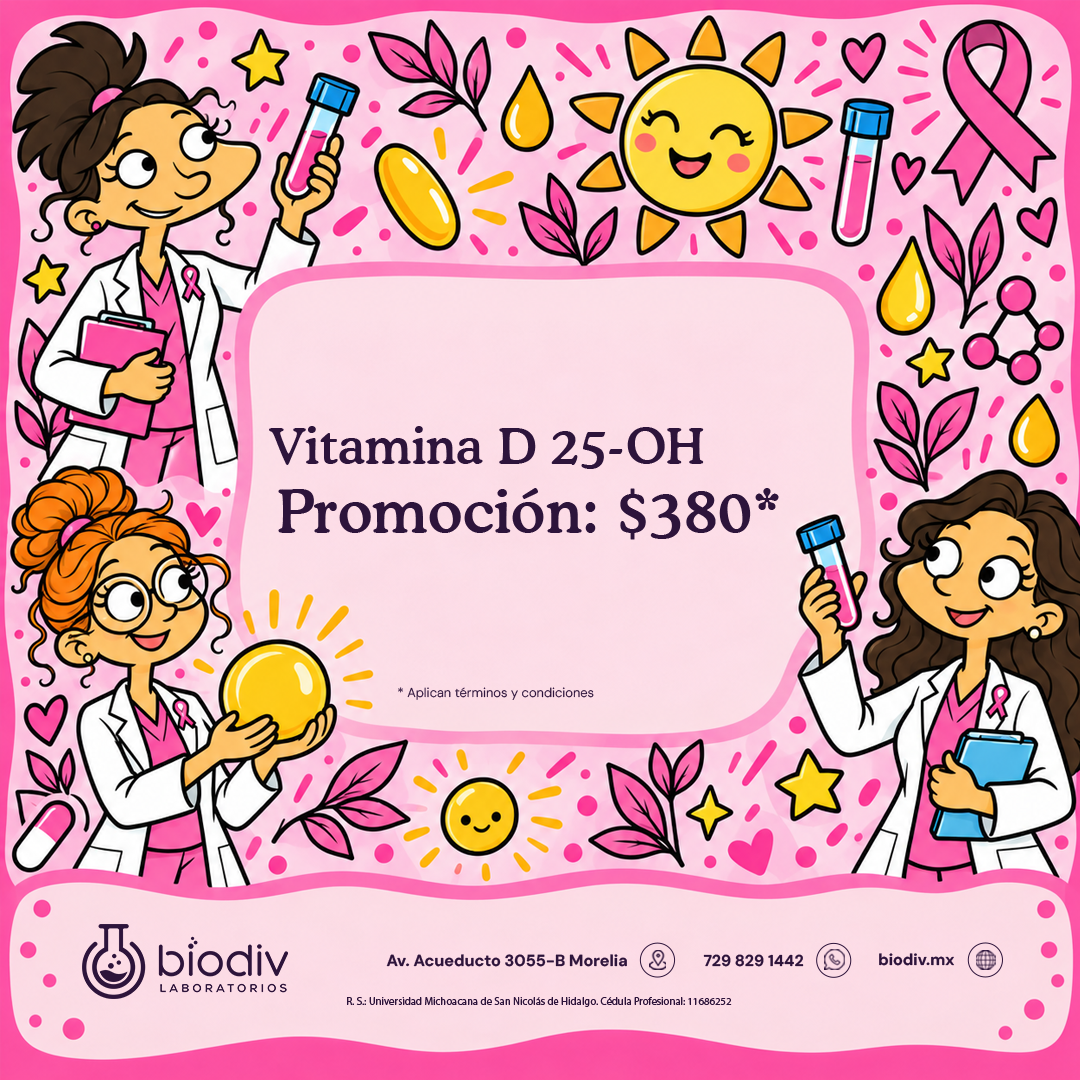 Promoción mes rosa Octubre 2026 Laboratorio Análisis Clínicos Biodiv Morelia