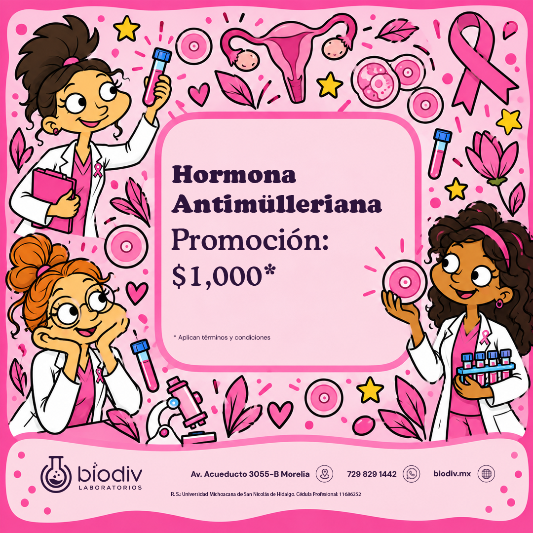 Promoción mes rosa Octubre 2026 Laboratorio Análisis Clínicos Biodiv Morelia