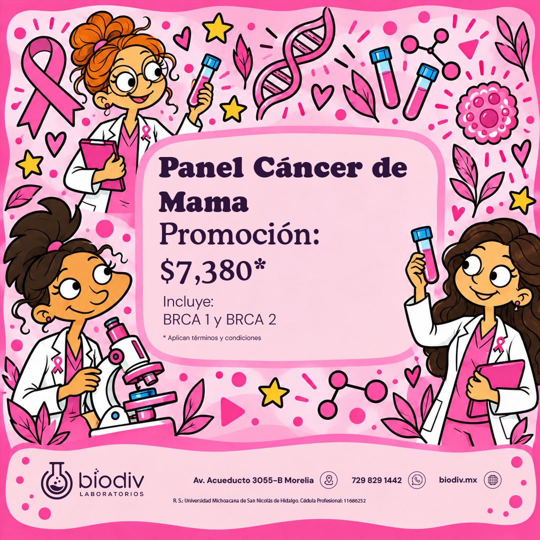 Promoción mes rosa Octubre 2026 Laboratorio Análisis Clínicos Biodiv Morelia